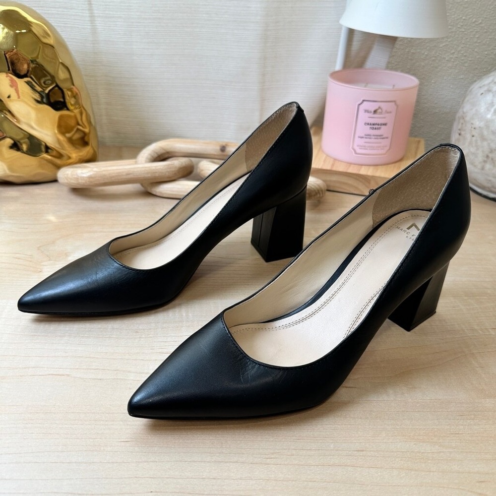 MARC FISHER Black Pointed Toes Block Heels, Size 6M